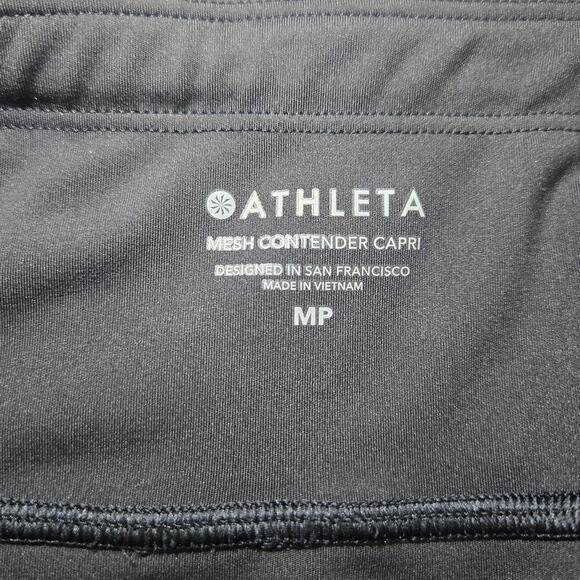 Athleta Mid Rise Mesh Contender Capri Black Leggings Women's Size Medium Petite - Picture 7 of 7